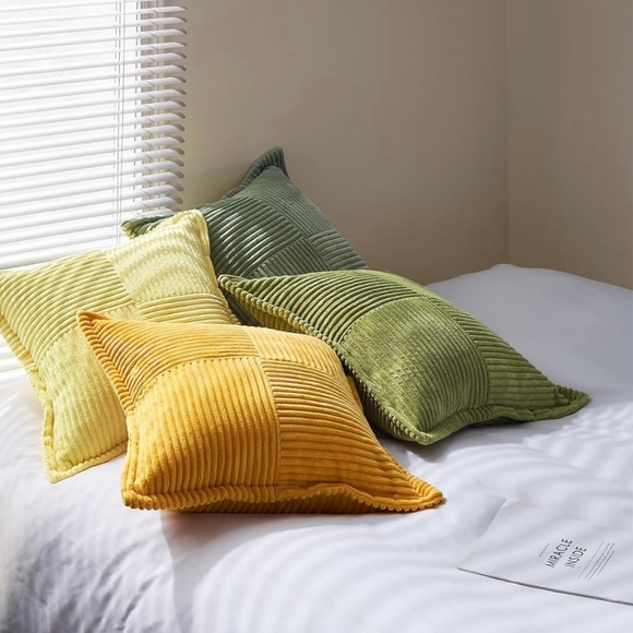 New West Elm (Set 4) Boho Velvet Corduroy Throw Pillow Cover Case Sham 18" x 18" - Picture 3 of 11